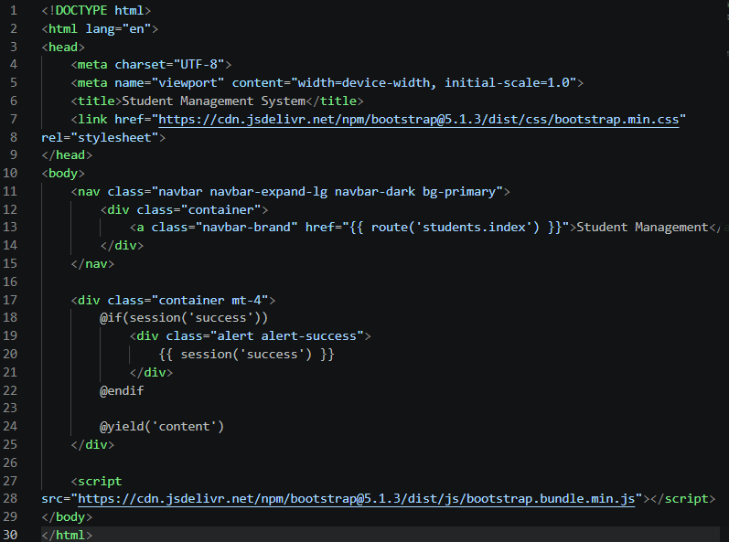 Kode layout app.blade.php